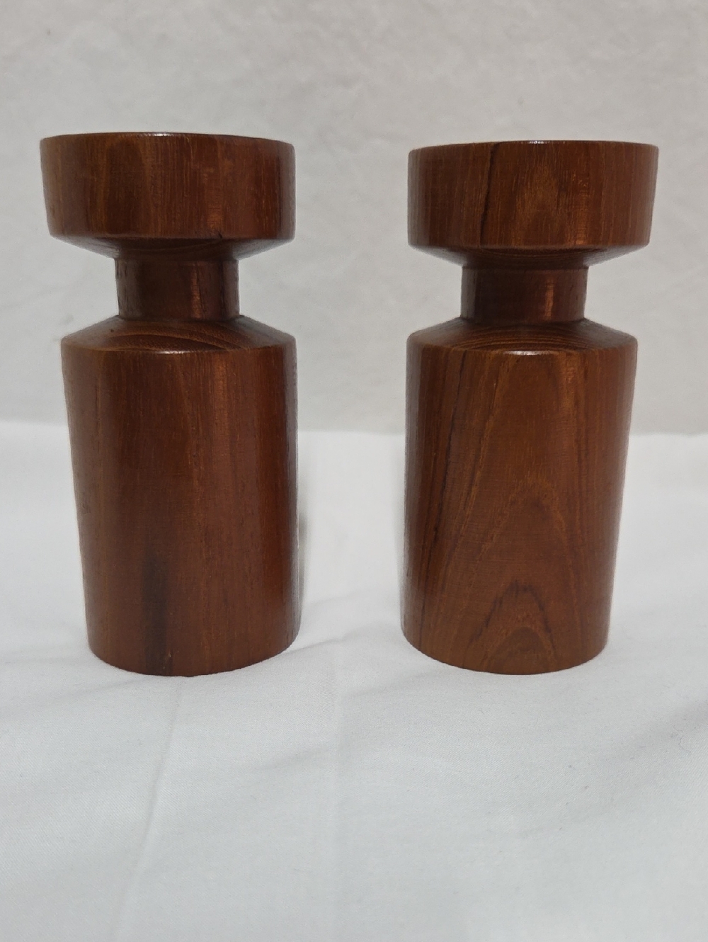 Vintage Danish Modern Teak Candle Holders